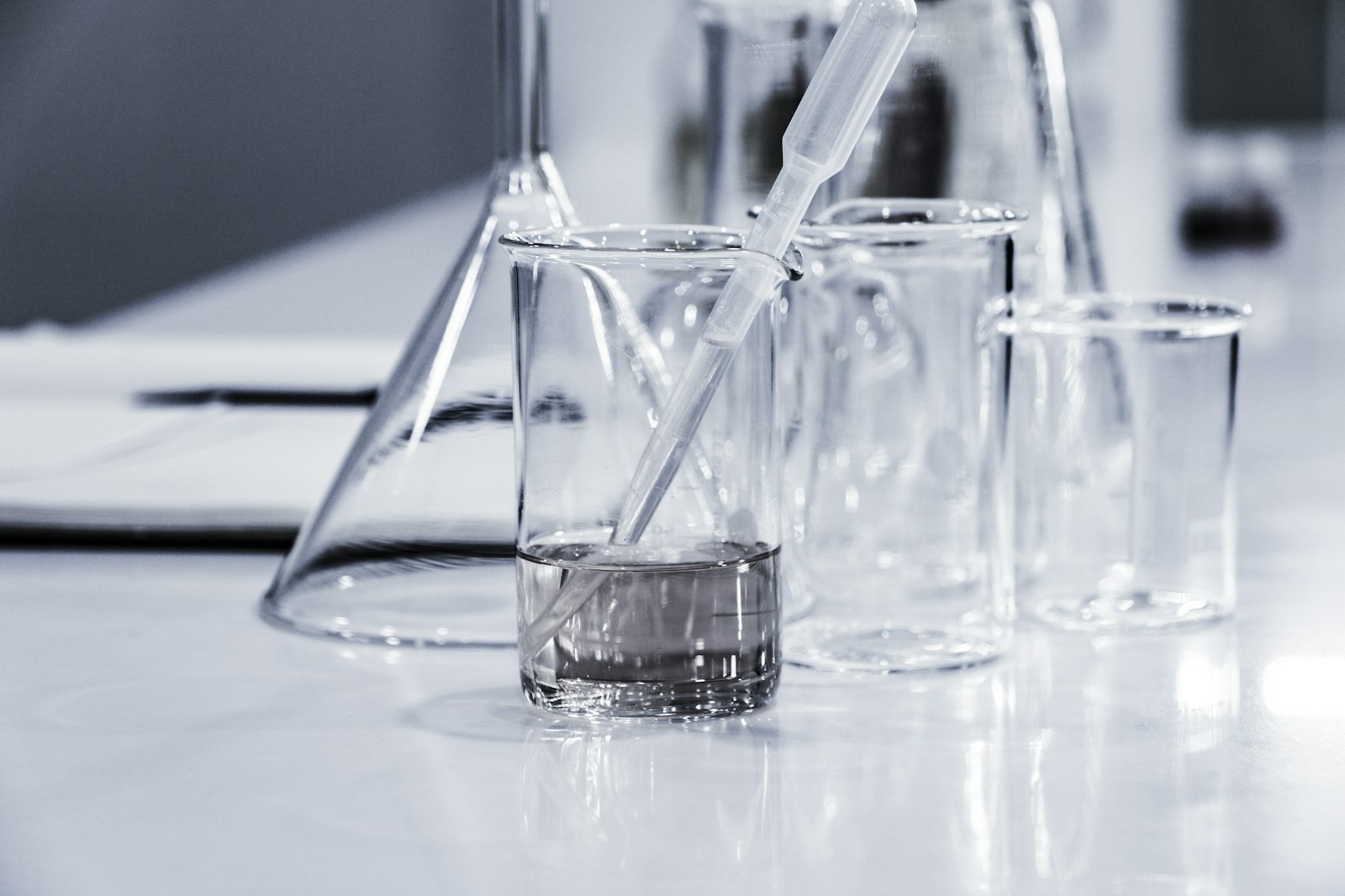 Science lab glassware and research tools